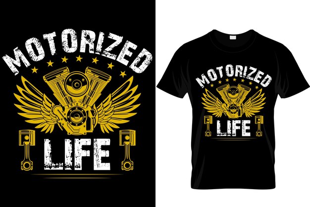 Plantilla de diseño de camiseta de motorista de vida motorizada