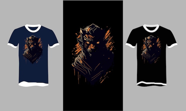 Plantilla de diseño de camiseta de vector de cara de tigre ninja