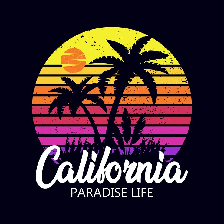 Plantilla de diseño de camiseta vintage de california