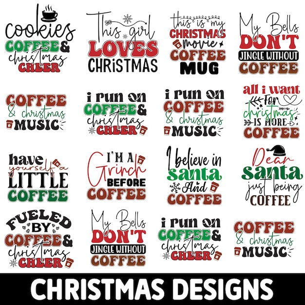 plantilla de diseño de camisetas SVG de café de Navidad