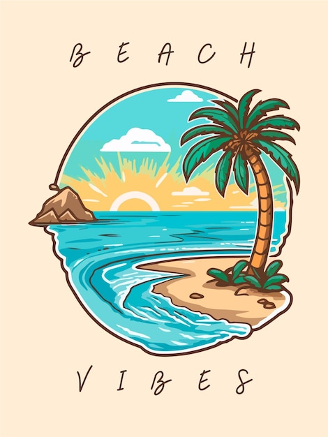 Plantilla de diseño de camisetas Vector Beach Vibes