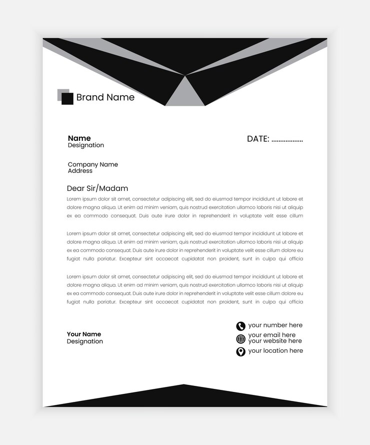 Plantilla para el diseño de la carta de encabezado.