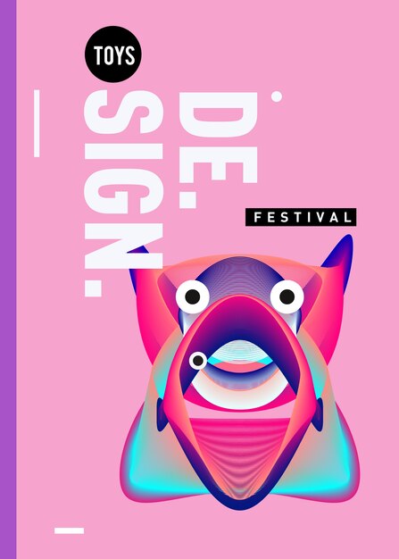 Plantilla de diseño de cartel colorido vector para festival de juguetes y pasatiempos