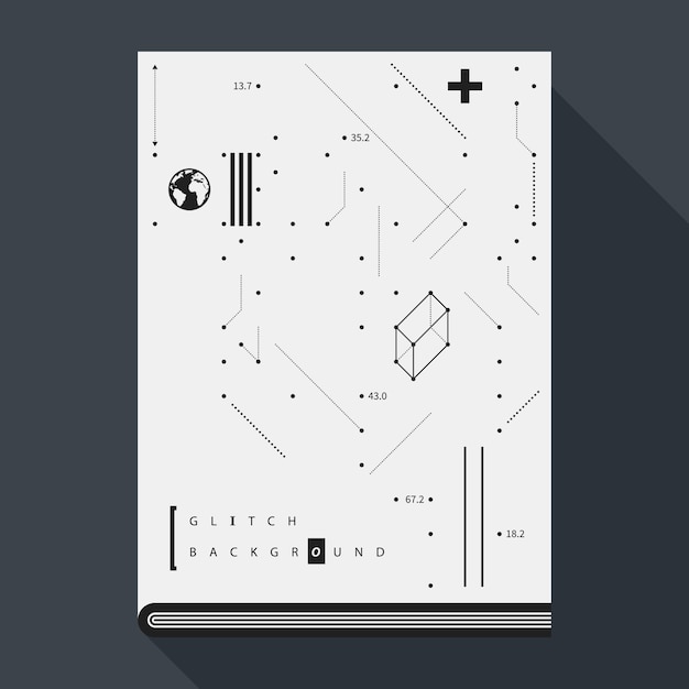 Plantilla del diseño del cartel / de la cubierta del libro de Glitch con los elementos simples del diseño geométrico.