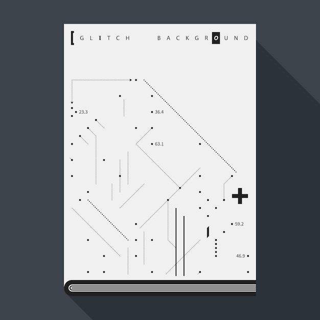 Plantilla del diseño del cartel / de la cubierta del libro de Glitch con los elementos simples del diseño geométrico.