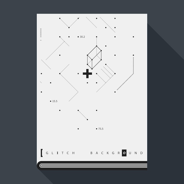 Plantilla del diseño del cartel / de la cubierta del libro de Glitch con los elementos simples del diseño geométrico.