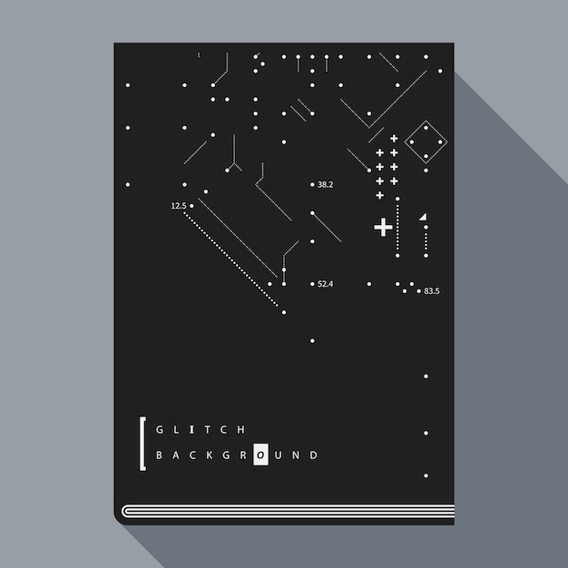 Plantilla del diseño del cartel / de la cubierta del libro de Glitch con los elementos simples del diseño geométrico.