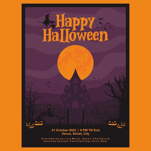 Plantilla de diseño de cartel de feliz halloween