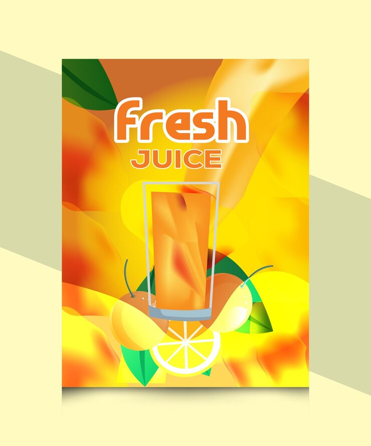 plantilla de diseño de cartel de jugo de naranja