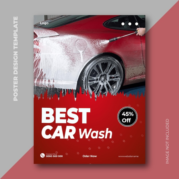 plantilla de diseño de cartel de lavado de automóviles