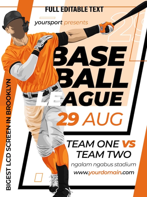 Vector plantilla de diseño de cartel de liga de béisbol