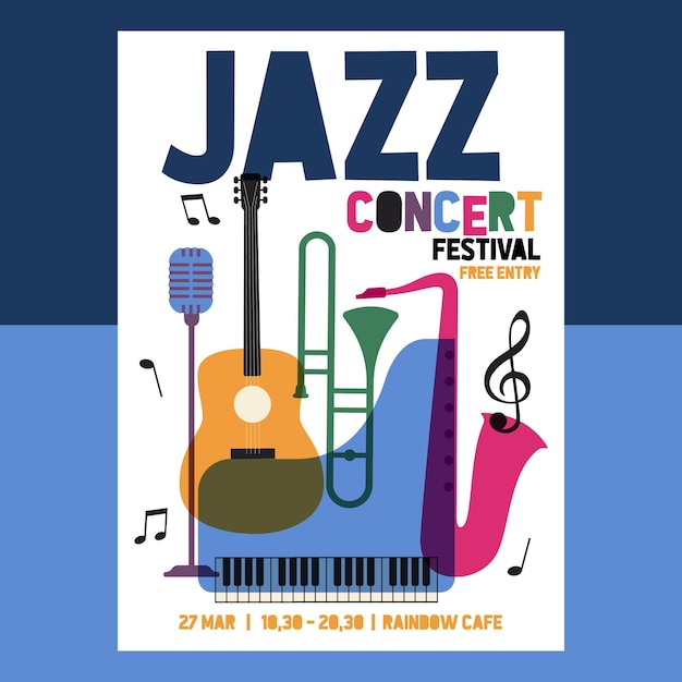 Plantilla de diseño de cartel de música jazz