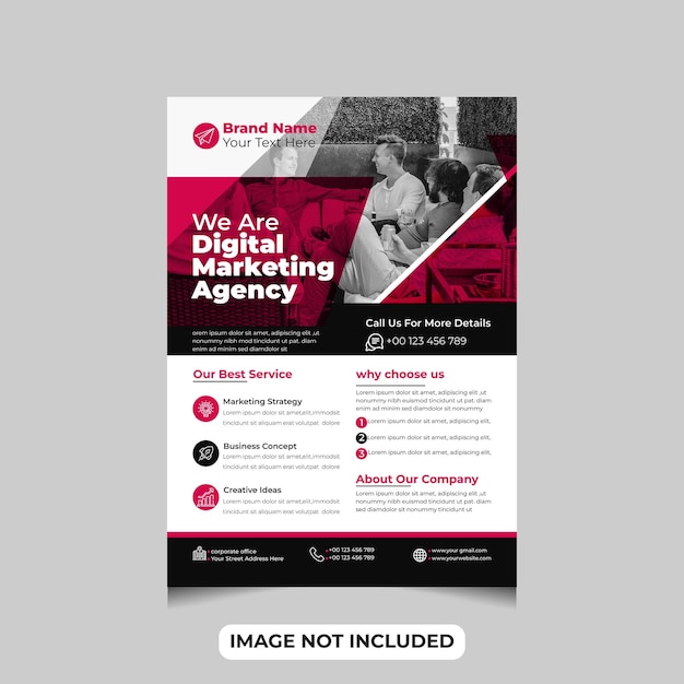 plantilla de diseño de cartel o folleto de agencia de marketing digital moderna y creativa