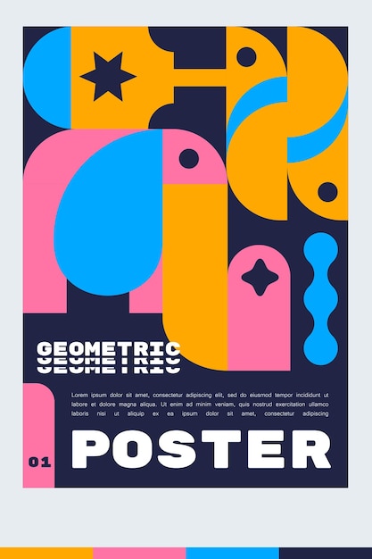 plantilla de diseño para un cartel o pancarta A4 con una forma vectorial de ilustración geométrica de animales