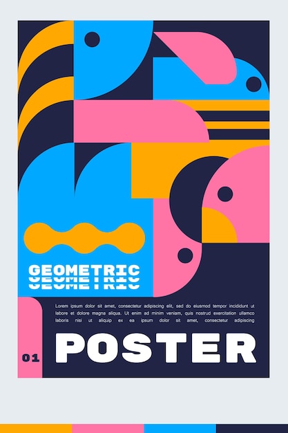 plantilla de diseño para un cartel o pancarta A4 con una forma vectorial de ilustración geométrica de animales