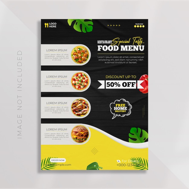 plantilla de diseño de cartel o volante del menú de un restaurante