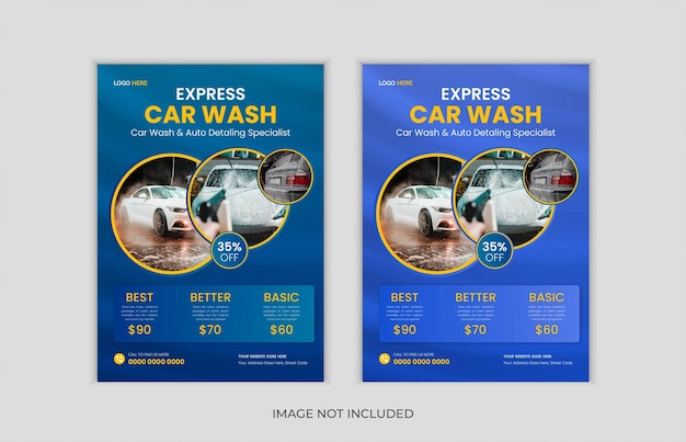 plantilla de diseño de cartel de servicio de lavado de coches vectorial