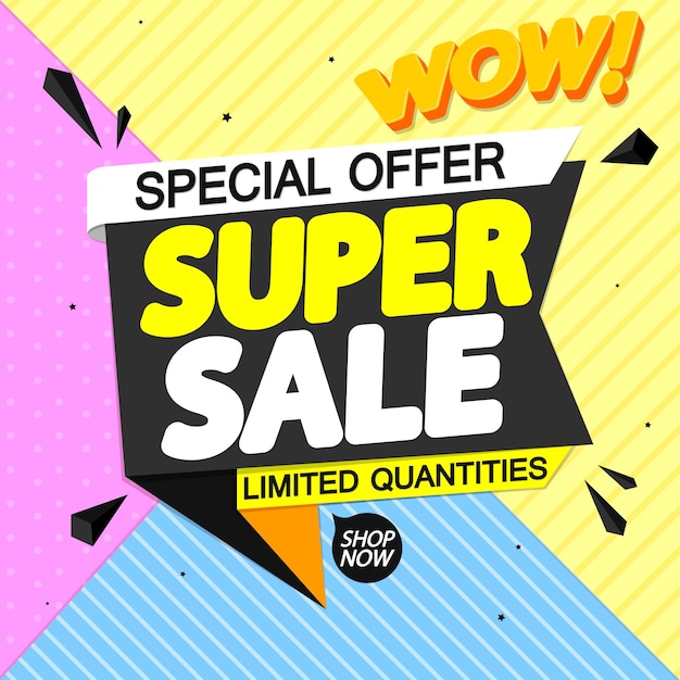 plantilla de diseño de cartel de súper venta o banner para ilustración vectorial de tiendas y tiendas en línea