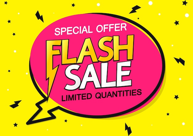 plantilla de diseño de cartel de venta flash o banner para ilustración vectorial de tiendas y tiendas en línea