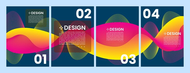 Plantilla de diseño de carteles con patrones geométricos abstractos en colores brillantes y modernos