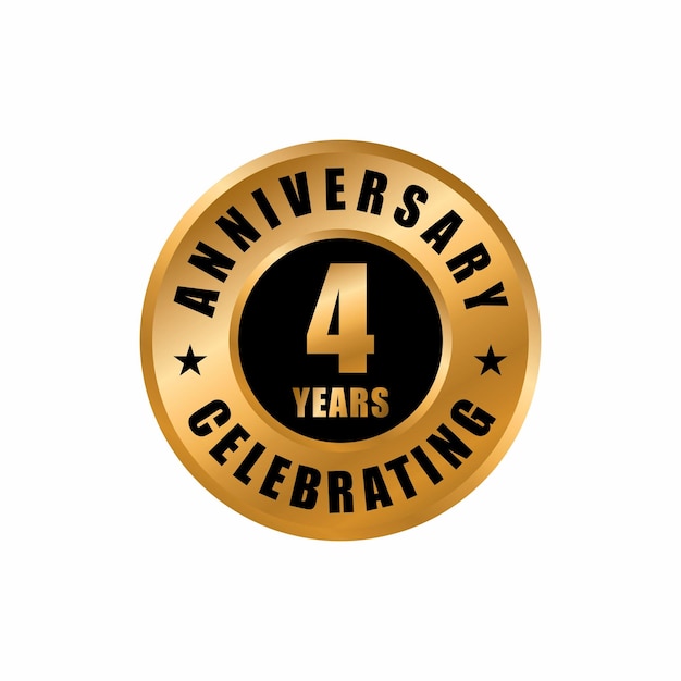 Vector plantilla de diseño de celebración de aniversario de 4 años. sello de vector de aniversario de 4 años