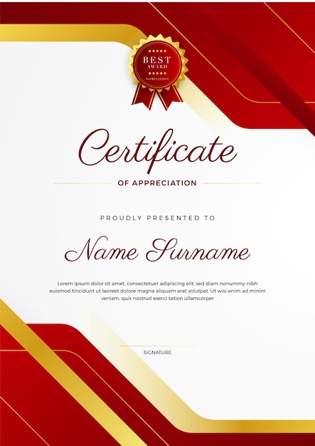 Plantilla de diseño de certificado abstracto colorido geométrico de estilo degradado