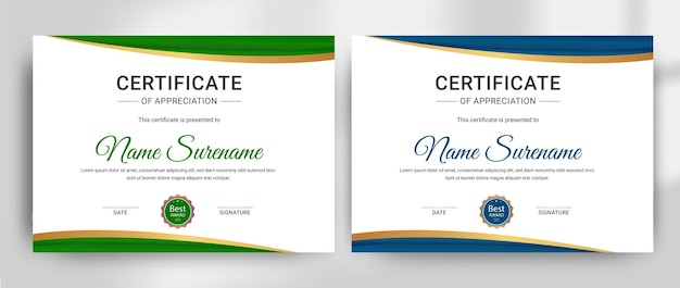 plantilla de diseño de certificado abstracto moderno