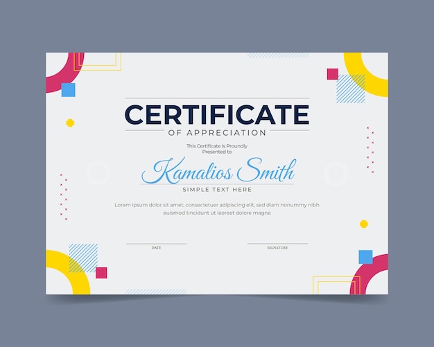 plantilla de diseño de certificado abstracto y moderno