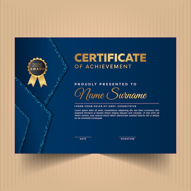 Plantilla de diseño de certificado abstracto premium