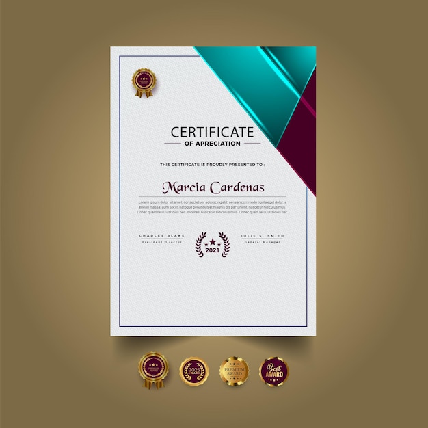 Plantilla de diseño de certificado abstracto premium