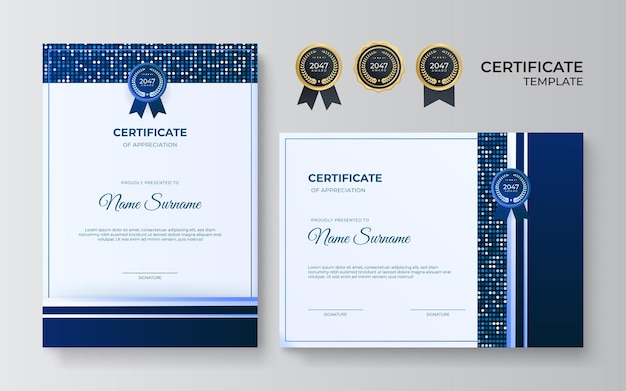 Plantilla de diseño de certificado azul de empleado moderno