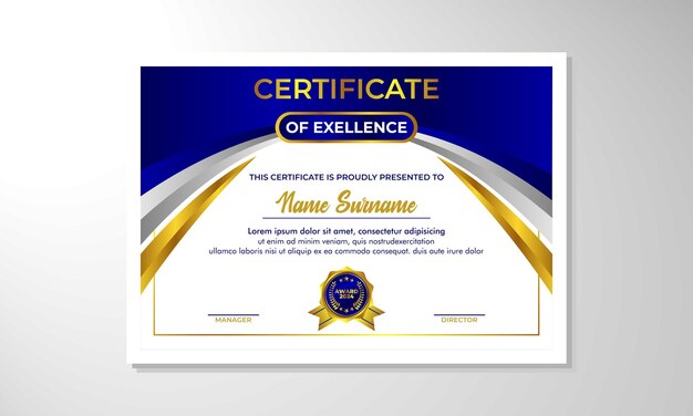 plantilla de diseño de certificado de gradiente elegante