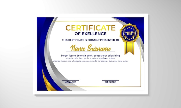 plantilla de diseño de certificado de gradiente elegante