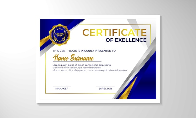 plantilla de diseño de certificado de gradiente elegante