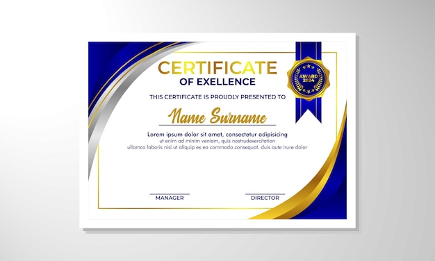 plantilla de diseño de certificado de gradiente elegante