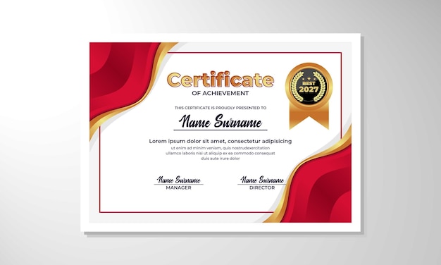 plantilla de diseño de certificado de gradiente elegante