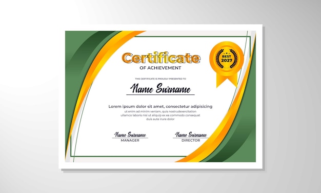 plantilla de diseño de certificado de gradiente elegante