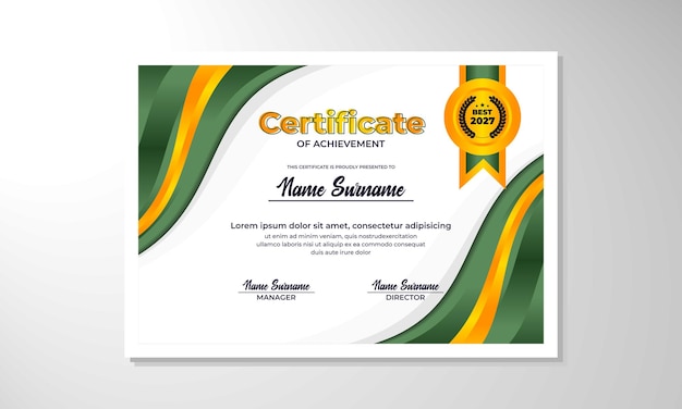plantilla de diseño de certificado de gradiente elegante