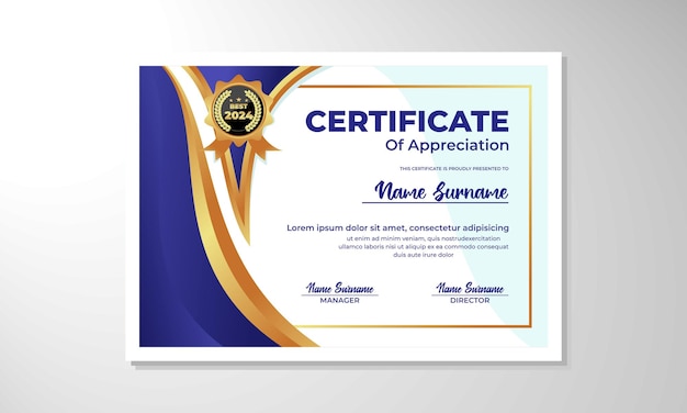 plantilla de diseño de certificado de gradiente elegante