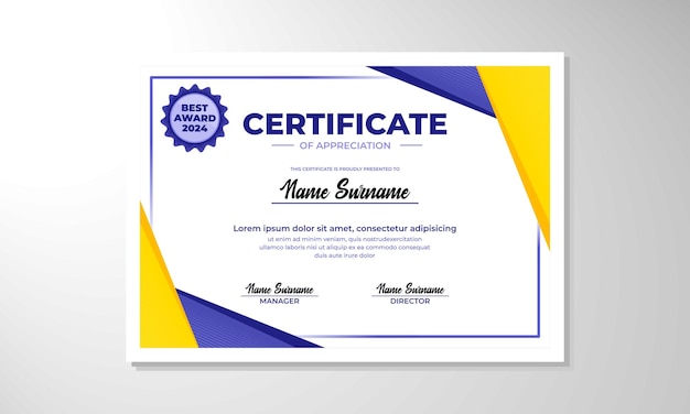 plantilla de diseño de certificado de gradiente elegante