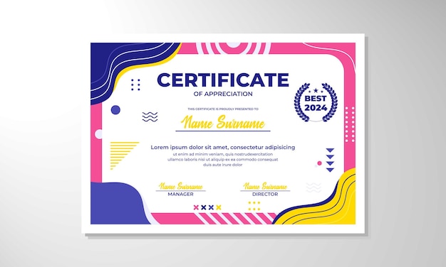 plantilla de diseño de certificado de gradiente elegante