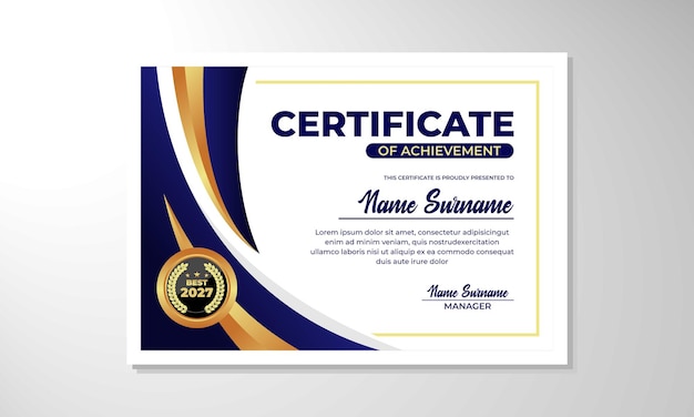 plantilla de diseño de certificado de gradiente elegante