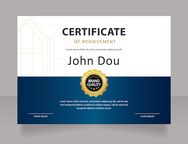 Plantilla de diseño de certificado de logro de proyecto de arquitectura