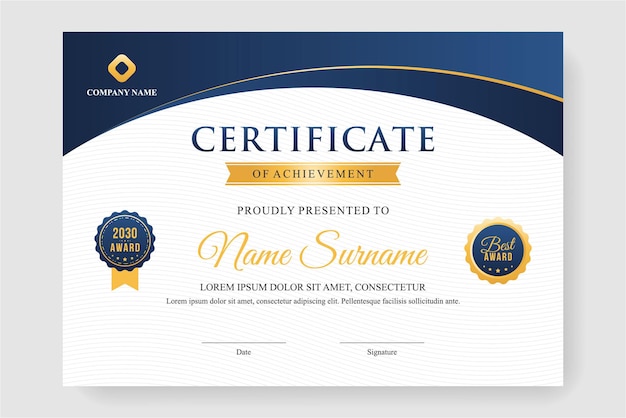 Plantilla de diseño de certificado moderno