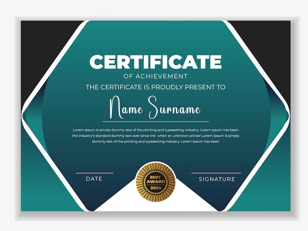 plantilla de diseño de certificado premium