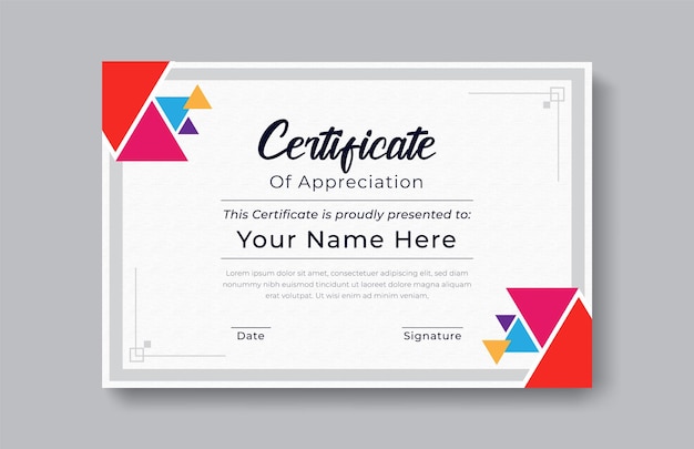 Plantilla de diseño de certificado Reconocimiento de premio de reconocimiento de certificado profesional moderno