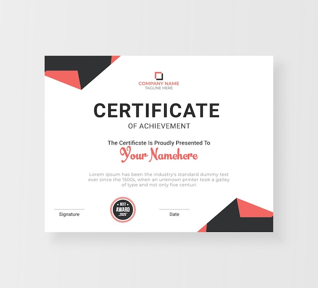 plantilla de diseño de certificado simple y limpia