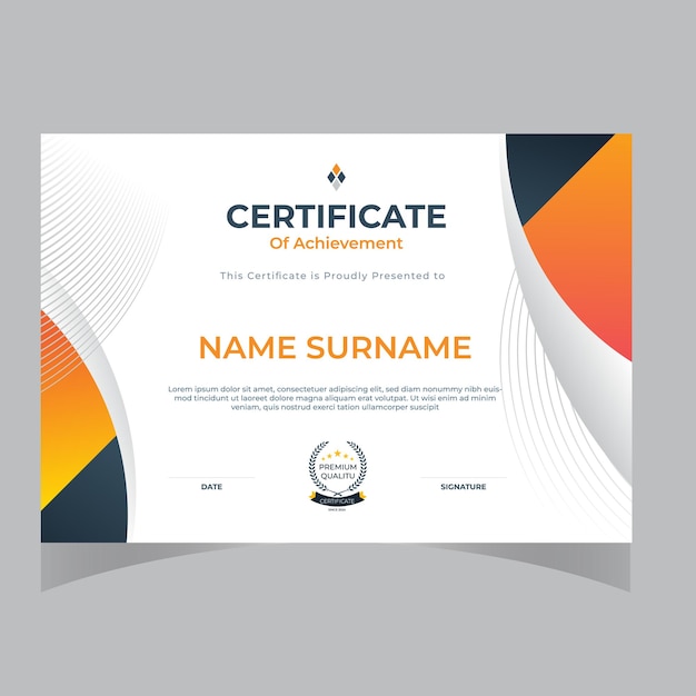 plantilla de diseño de certificado simple y moderna diseño de certificado creativo y elegante moderno