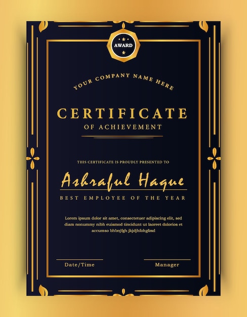 Plantilla de diseño de certificado vertical