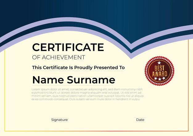 Plantilla de diseño de certificado